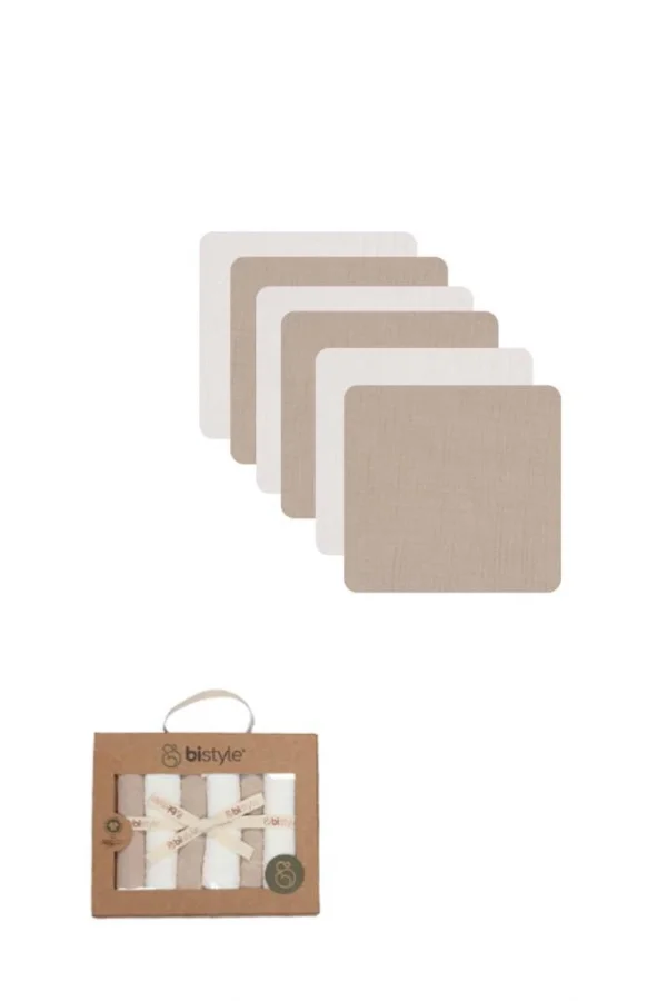 Nessiworld Bistyle 6lı Müslin Mendil 20x20 cm 90106 Ekru Bej