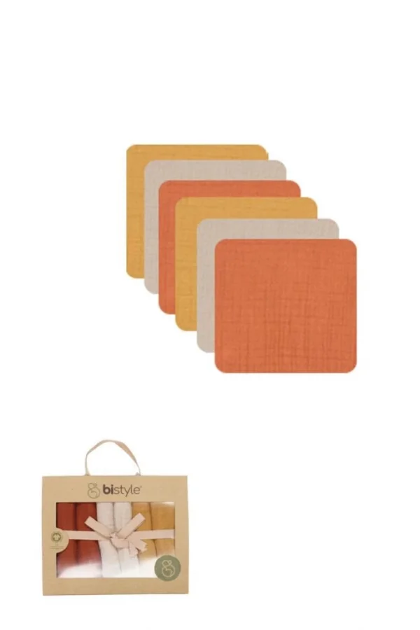 Nessiworld Bistyle 6lı Müslin Mendil 20x20 cm 90106 Kiremit Bej Hardal