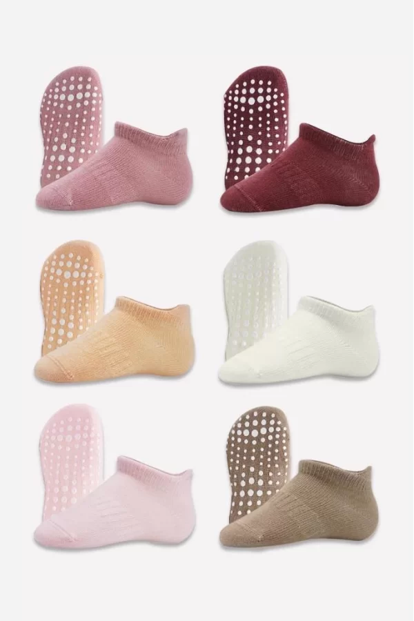 Nessiworld  Bistyle 6Lı Sneakers Kaymaz Penye Çorap BS20102 Gül Kurusu
