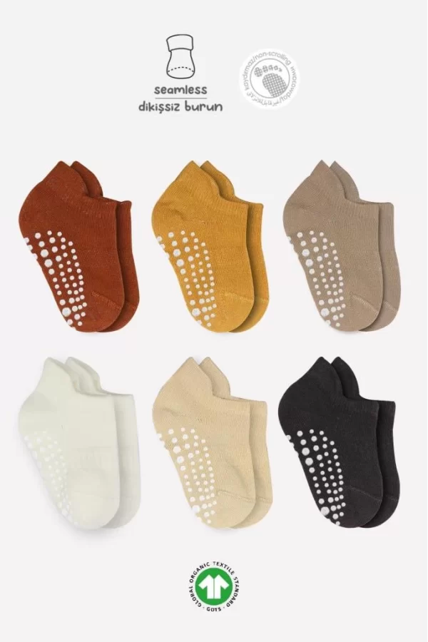 Nessiworld  Bistyle 6Lı Sneakers Kaymaz Penye Çorap BS20102 Toprak