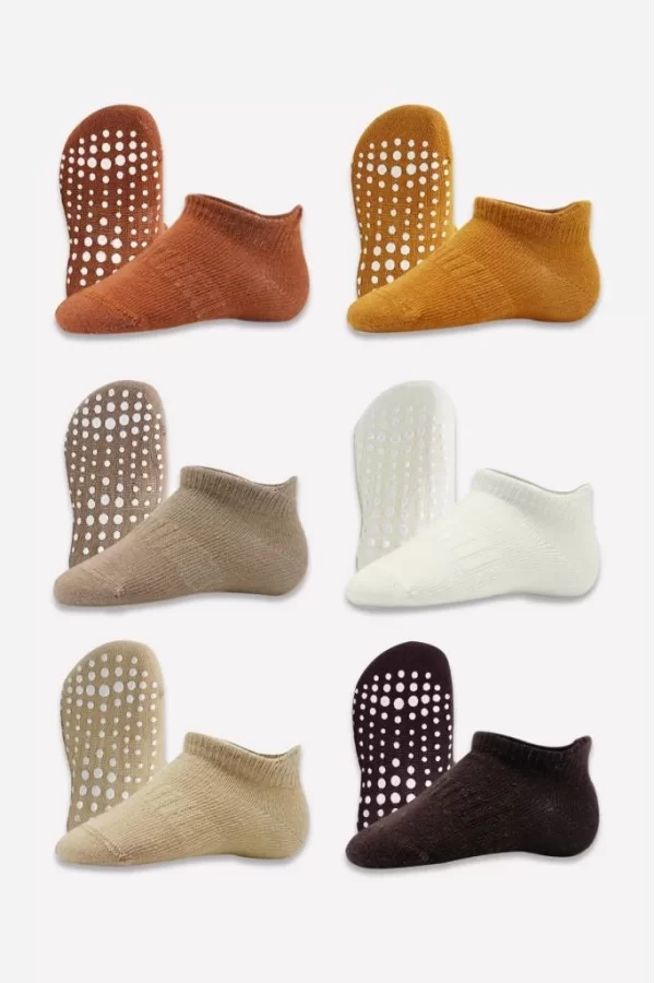 Nessiworld  Bistyle 6Lı Sneakers Kaymaz Penye Çorap BS20102 Toprak