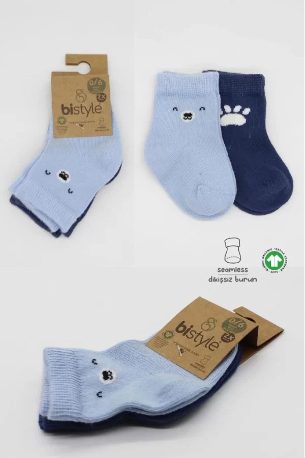 Nessiworld  Bistyle Bear Penye Soket Çorap 2Li BS10116 Mavi