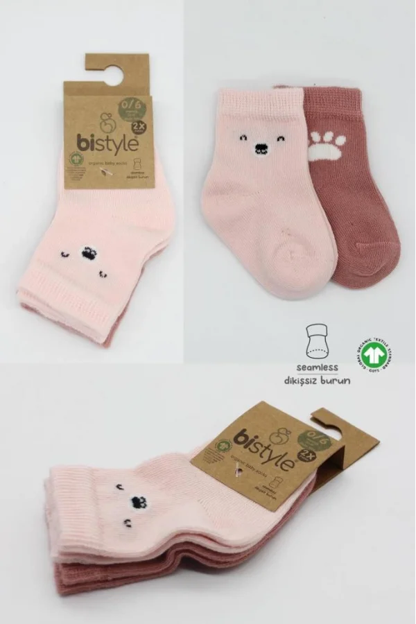 Nessiworld  Bistyle Bear Penye Soket Çorap 2Li BS10116 Pembe