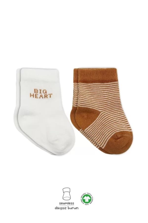 Nessiworld  Bistyle Big Heart Penye Soket Çorap 2Li BS10117 Hardal