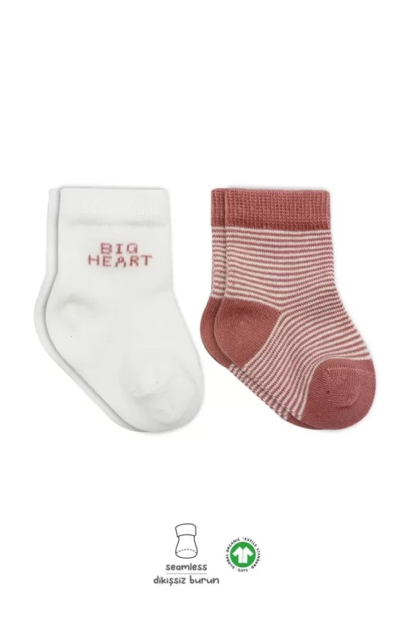 Nessiworld  Bistyle Big Heart Penye Soket Çorap 2Li BS10117 Pudra