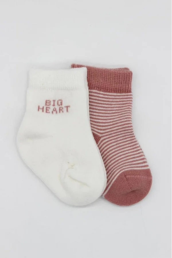 Nessiworld  Bistyle Big Heart Penye Soket Çorap 2Li BS10117 Pudra