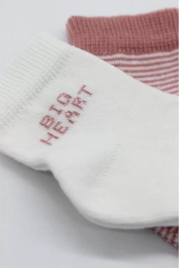 Nessiworld  Bistyle Big Heart Penye Soket Çorap 2Li BS10117 Pudra