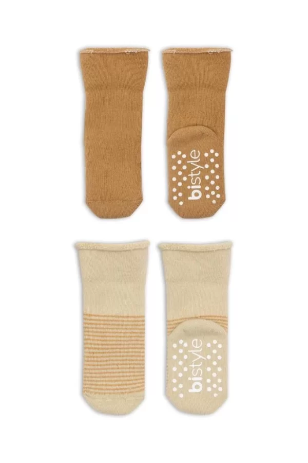 Nessiworld  Bistyle Çemberli Kaymaz Havlu Soket Çorap 2Li BS10503 Bej-Hardal