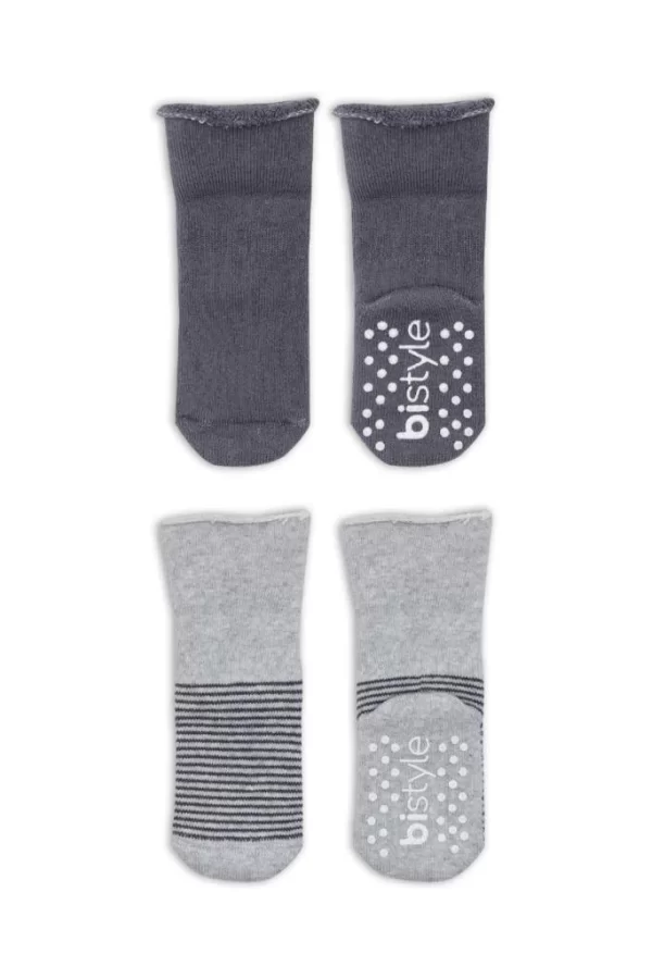 Nessiworld  Bistyle Çemberli Kaymaz Havlu Soket Çorap 2Li BS10503 Gri-Antrasit