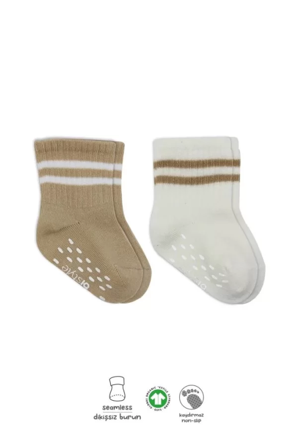 Nessiworld  Bistyle Çemberli Kaymaz Soket Çorap 2Li BS10125 Bej-Ekru