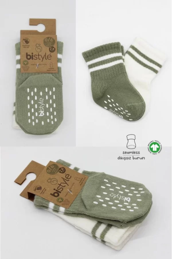 Nessiworld  Bistyle Çemberli Kaymaz Soket Çorap 2Li BS10125 Nil Ekru