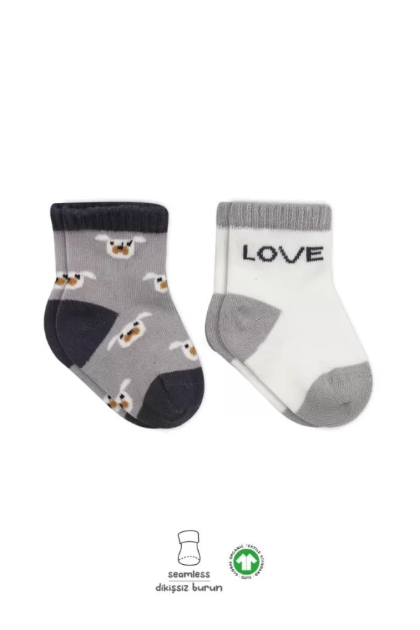 Nessiworld  Bistyle Love Dog Penye Soket Çorap 2Li BS10118 Gri