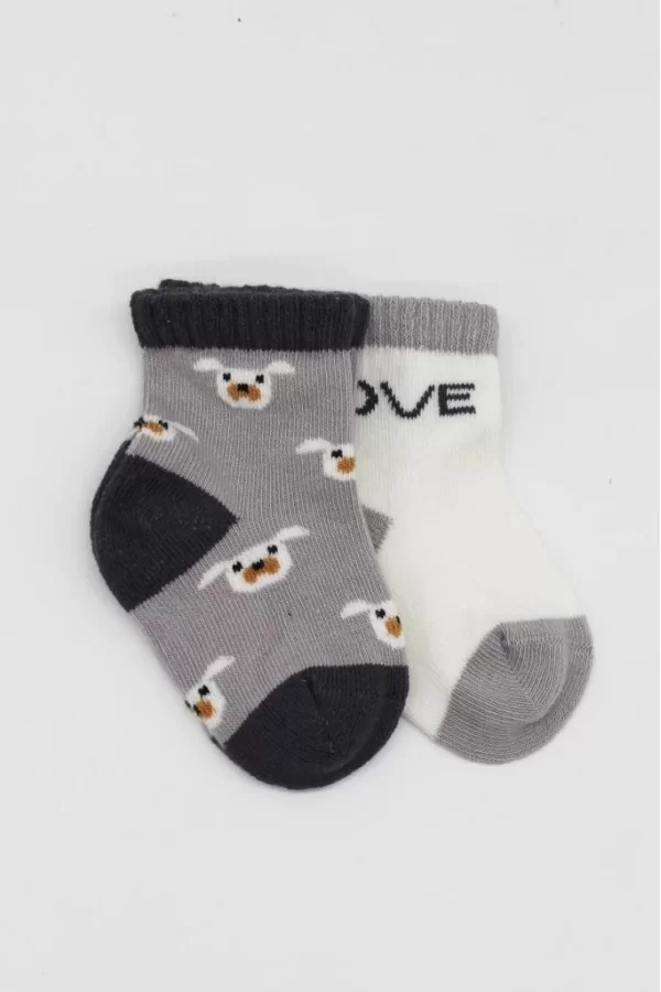 Nessiworld  Bistyle Love Dog Penye Soket Çorap 2Li BS10118 Gri