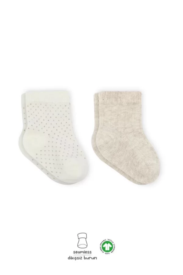 Nessiworld  Bistyle Puan Derby Penye Soket Çorap 2Li BS10103 Bej Ekru