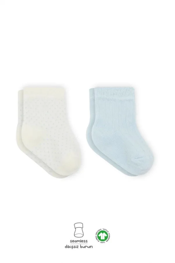 Nessiworld  Bistyle Puan Derby Penye Soket Çorap 2Li BS10103 Mavi Ekru