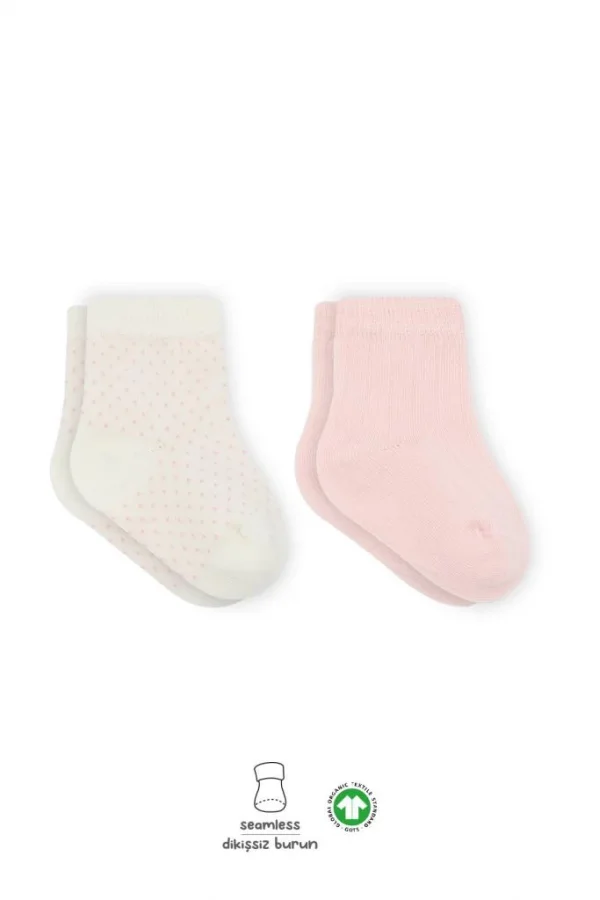 Nessiworld  Bistyle Puan Derby Penye Soket Çorap 2Li BS10103 Pembe Ekru