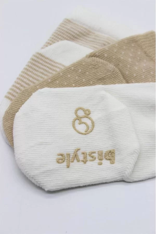 Nessiworld  Bistyle Puanlı Kaymaz Penye Soket Çorap 3Lü BS10108 Bej