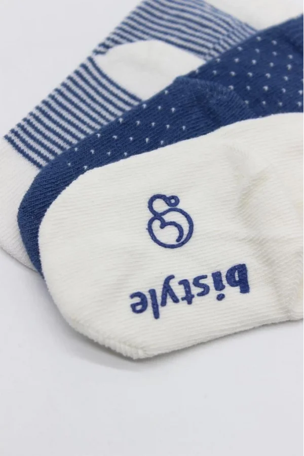 Nessiworld  Bistyle Puanlı Kaymaz Penye Soket Çorap 3Lü BS10108 İndigo