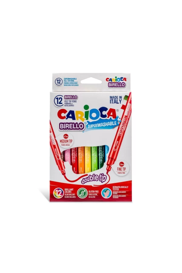 Nessiworld  Carioca Birello Süper Yıkanabilir Çift Taraflı Keçeli Boya Kalemi 12Li