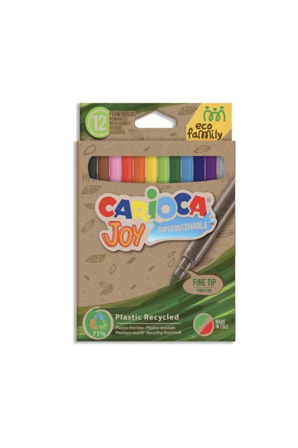Nessiworld  Carioca Eco Family Joy Süper Yıkanabilir Keçeli Boya Kalemi 12Li