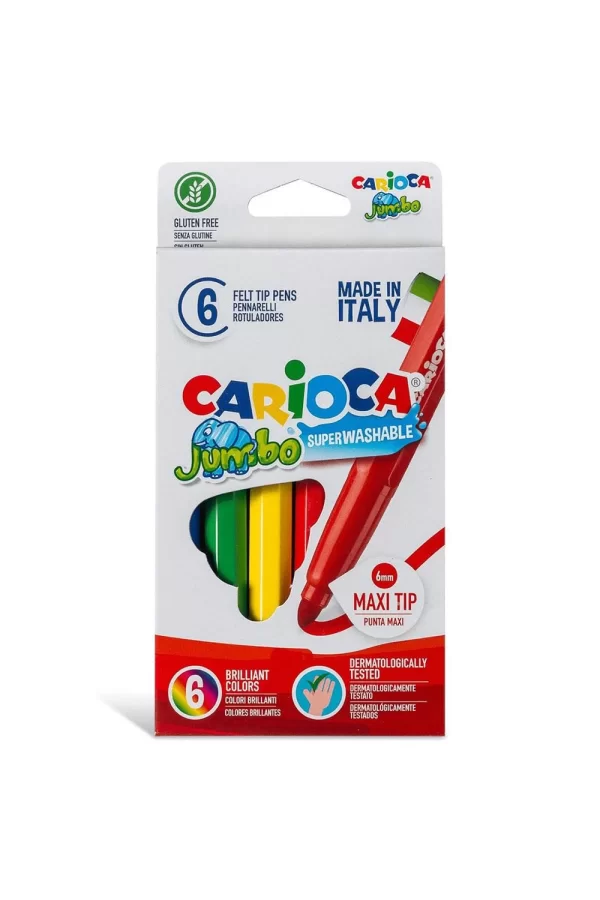 Nessiworld  Carioca Jumbo Süper Yıkanabilir Keçeli Boya Kalemi 6Lı