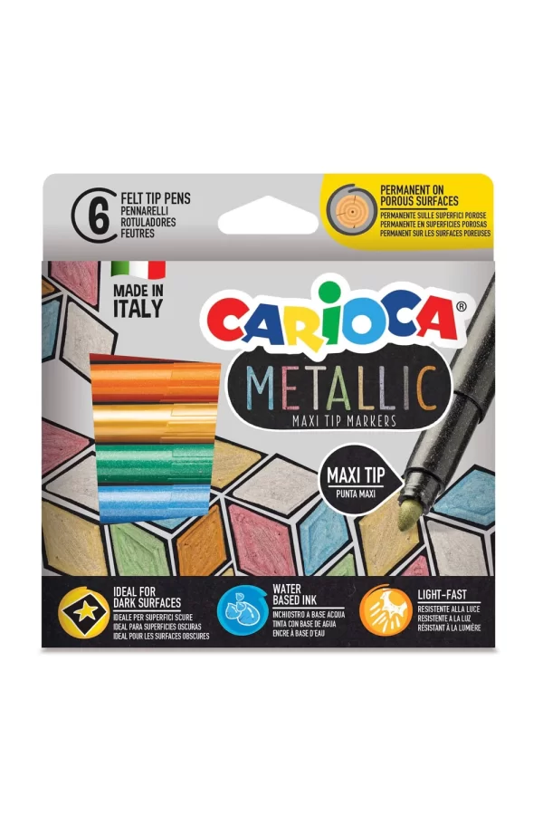 Nessiworld  Carioca Metalik Jumbo Keçeli Kalem 6Lı