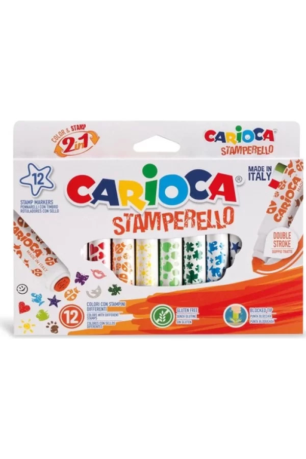 Nessiworld  Carioca Stamperello Yıkanabilir Keçeli Boya Kalemi 12Li