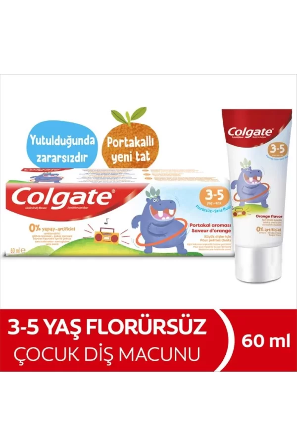 Nessiworld  Colgate Kids Portakal Aromalı Florürsüz Diş Macunu 3-5 Yaş 60 ml