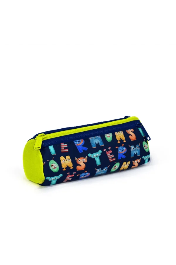 Nessiworld  Coral High Kids Lacivert Neon Sarı Monster Desenli Üç Bölmeli Kalem Çantası 22026