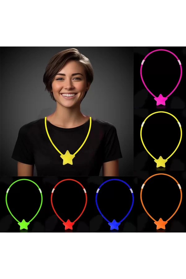 Nessiworld    Glow Stick Yıldız Kolye - Glow Kolye - Glow Stick Partisi Yıldız Kolye 6 Adet