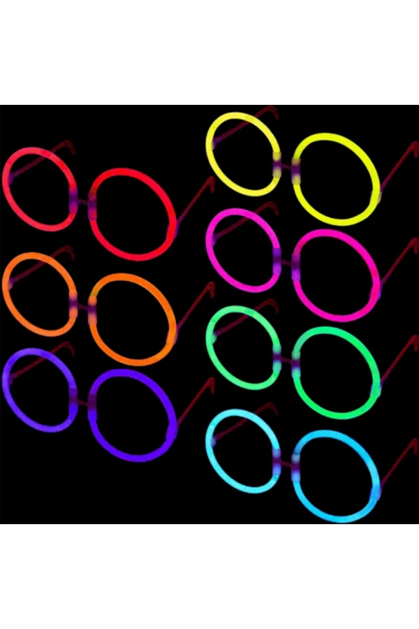 Nessiworld    Glow Stick Yuvarlak Gözlük - Glow Partisi Gözlükleri - Glow Stick Gözlük 12 Adet