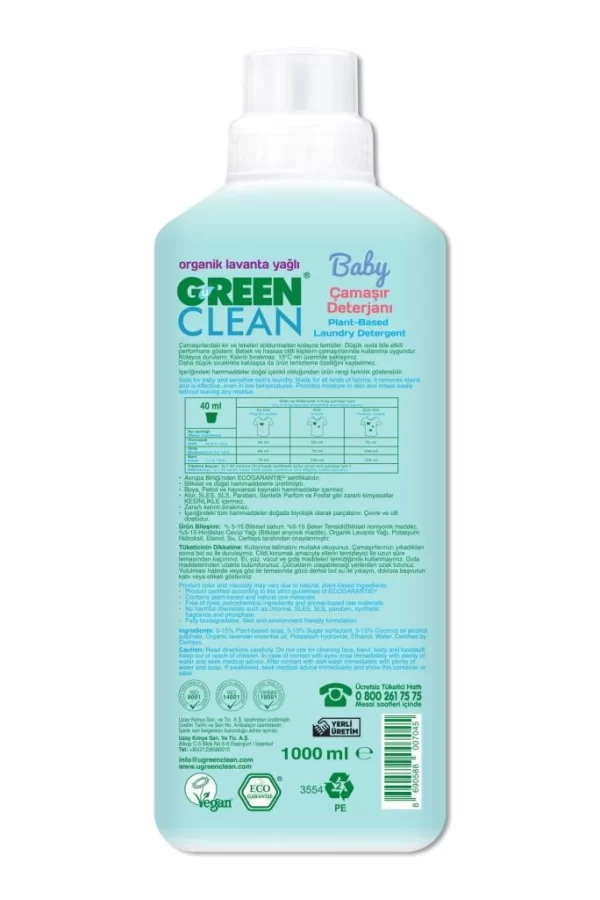 Nessiworld  Green Clean Baby Bitkisel Çamaşır Deterjanı 1000 ml (20 Yıkama)