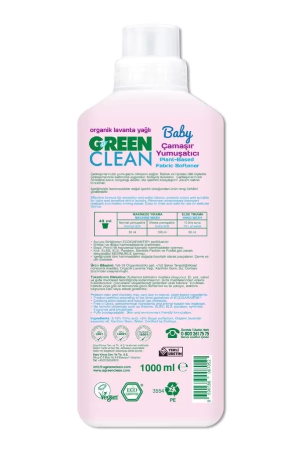 Nessiworld  Green Clean Baby Bitkisel Çamaşır Yumuşatıcı 1000 ml