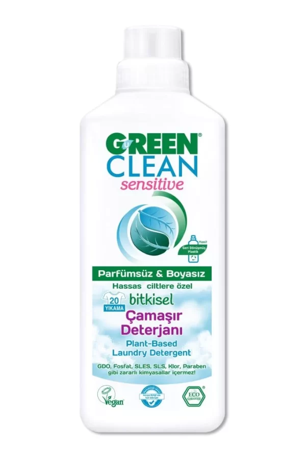 Nessiworld  Green Clean Sensitive Parfümsüz Bitkisel Çamaşır Deterjanı 1000ml