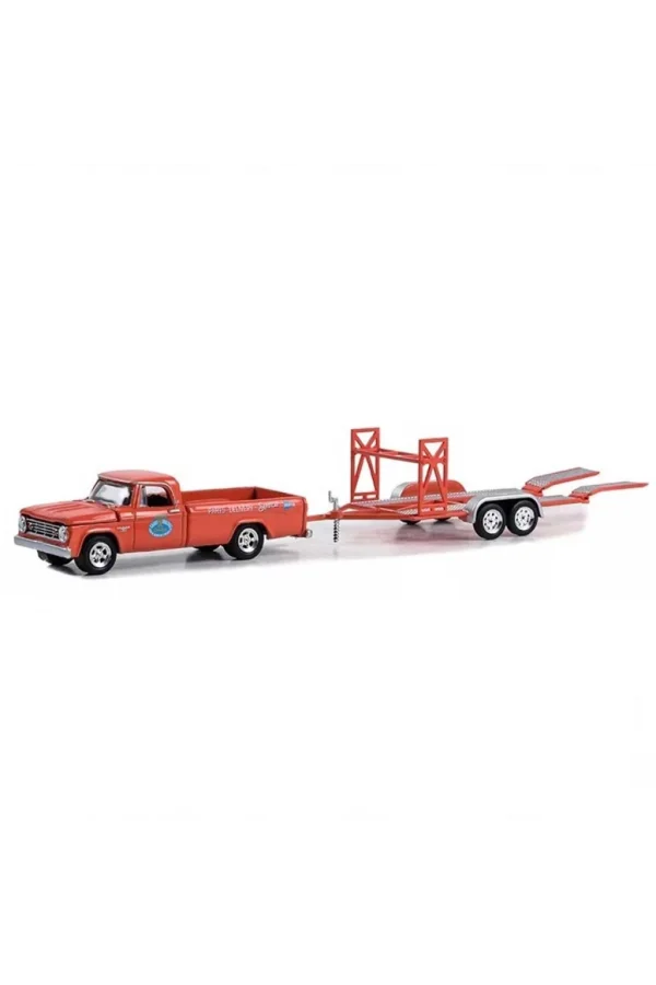 Nessiworld  Greenlight 1/64 1967 Dodge D-100 with Tandem Car Trailer