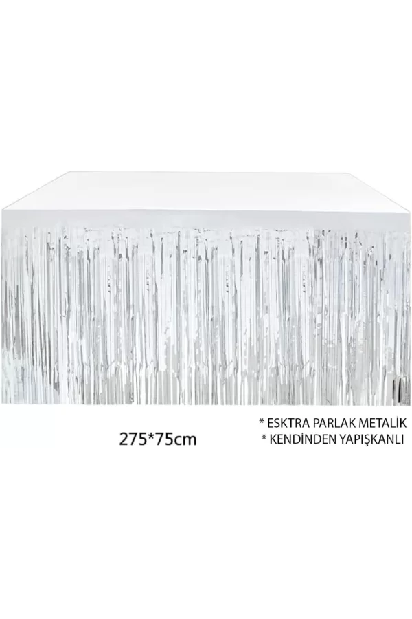 Nessiworld Gümüş Metalize Masa Eteği 275x75 cm – Kendinden Yapışkanlı