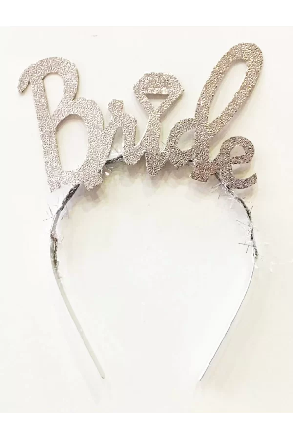 Nessiworld  Gümüş Renk Bekarlığa Veda İtalik Yazı Alyanslı Bride Taç