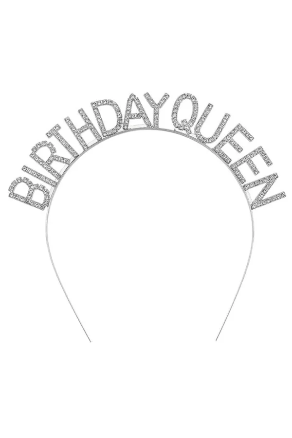 Nessiworld    Gümüş Renk Kristal Taşlı Parlak Birthday Queen Yazılı Kraliçe Taç 16x17 cm