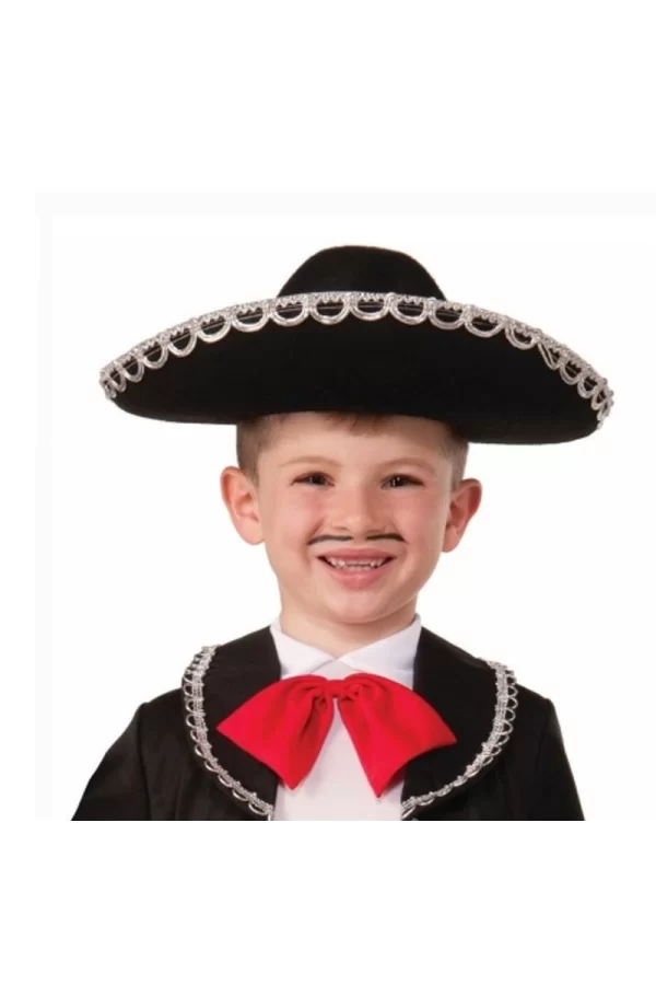 Nessiworld  Gümüş Renk Şeritli Meksika Mariachi Latin Şapkası 55 cm Çocuk