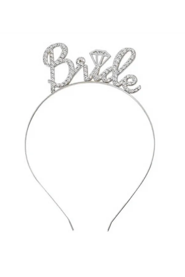 Nessiworld Gümüş Renkli Taşlı “Bride” Gelin Tacı – El Yazısı Yazı Tipiyle