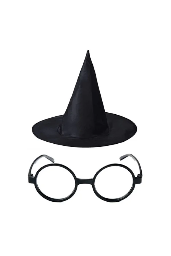 Nessiworld Harry Potter Büyücü Şapkası ve Harry Potter Büyücü Gözlüğü Siyah Renk