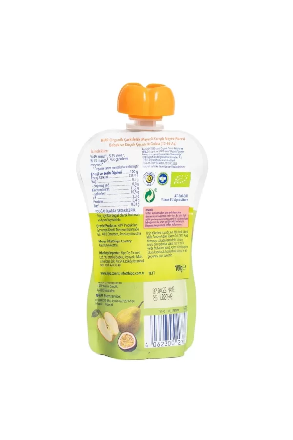 Nessiworld  Hipp Organik Çarkıfelek Meyveli Karışık Meyve Püresi 100 Gr