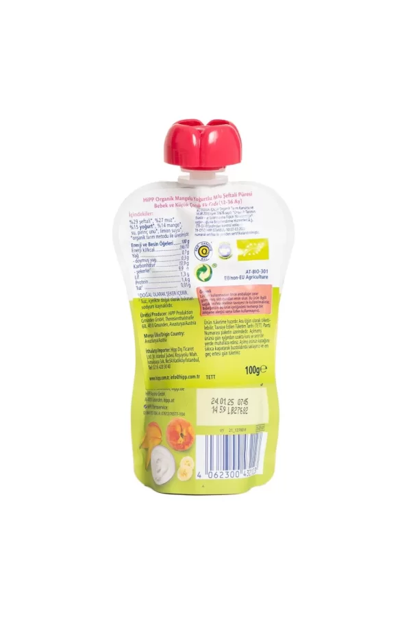 Nessiworld  Hipp Organik Mangolu Yoğurtlu Muzlu Şeftali Püresi 100 Gr