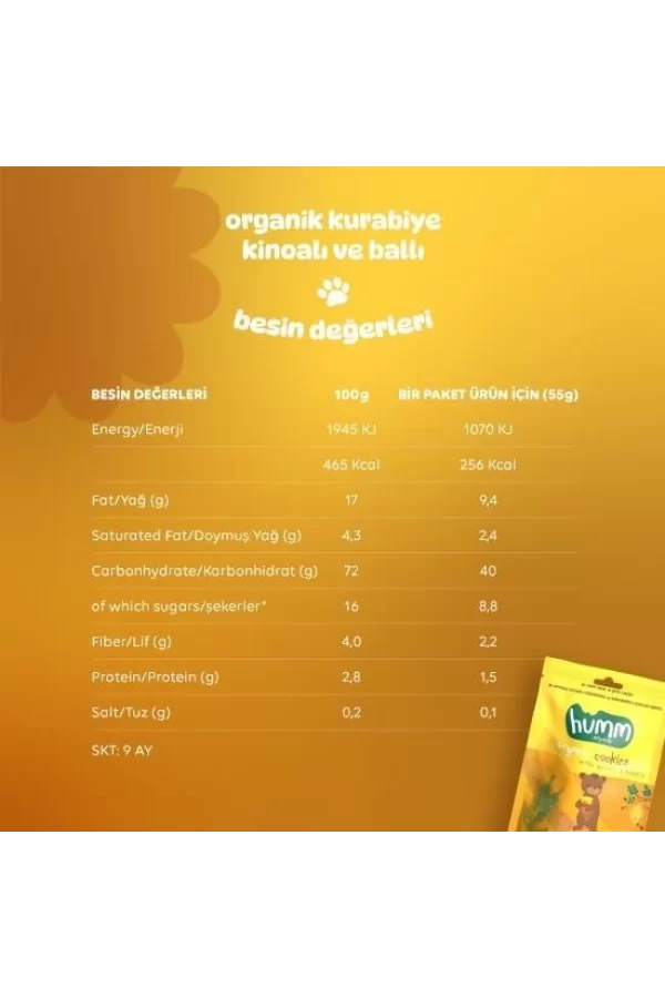 Nessiworld  Humm Organik Ballı ve Kinoalı Kurabiye 55 Gr
