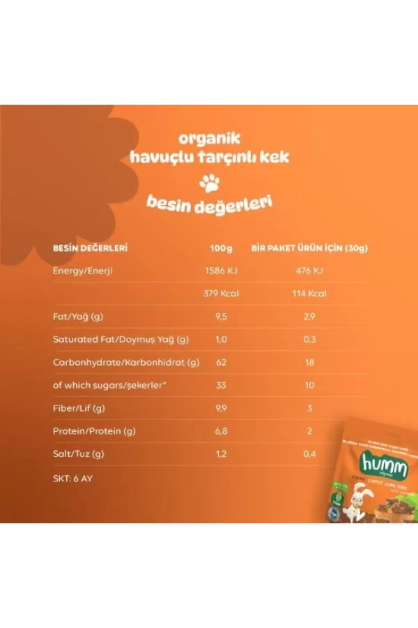Nessiworld  Humm Organik Havuçlu Tarçınlı Vegan Kek 30 Gr