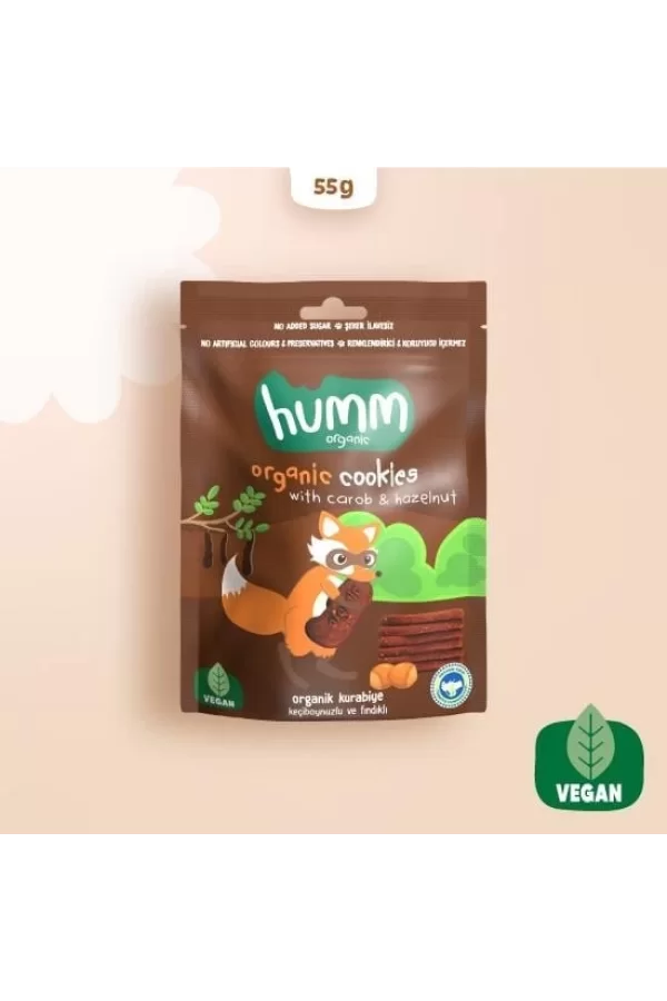 Nessiworld  Humm Organik Keçiboynuzlu ve Fındıklı Vegan Kurabiye 55 Gr