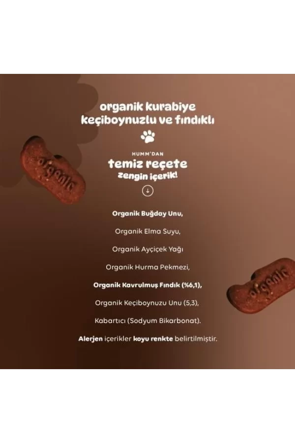 Nessiworld  Humm Organik Keçiboynuzlu ve Fındıklı Vegan Kurabiye 55 Gr