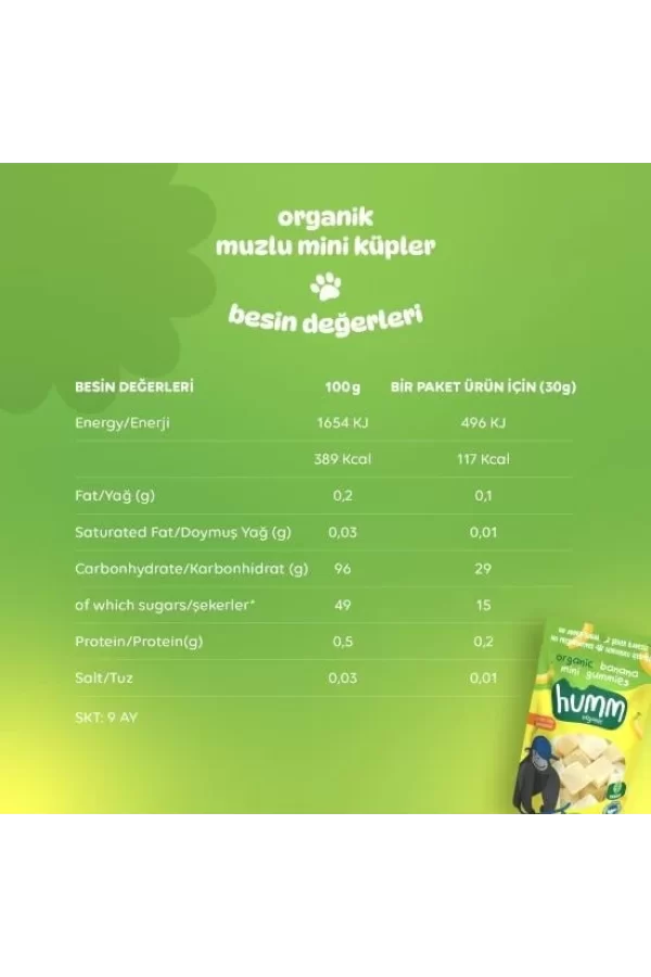 Nessiworld  Humm Organik Muzlu Glutensiz Vegan Mini Küpler 30 Gr