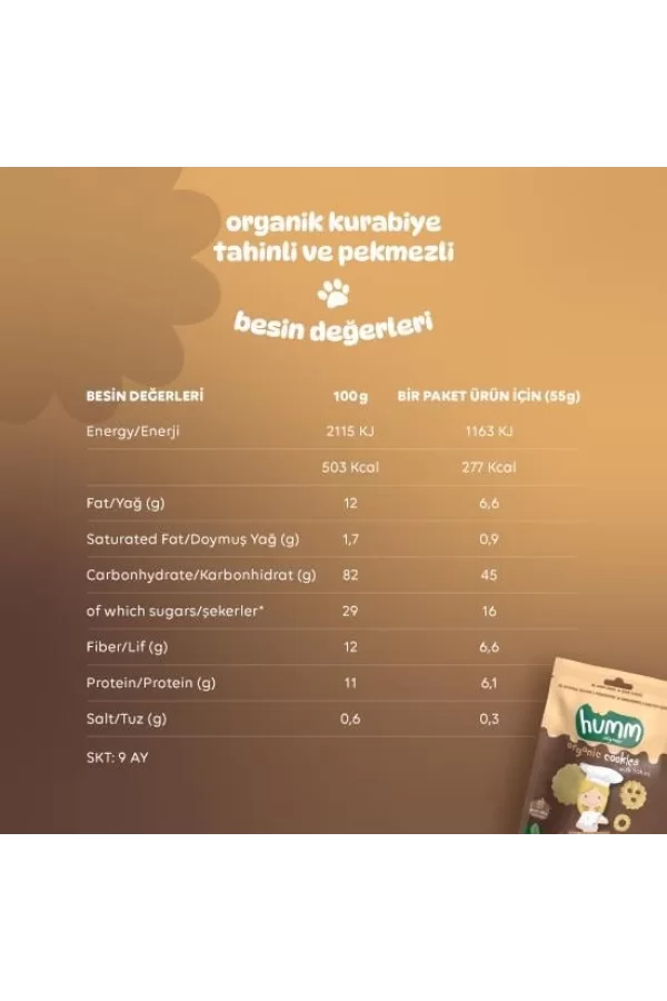 Nessiworld  Humm Organik Tahinli ve Pekmezli Vegan Kurabiye 55 Gr