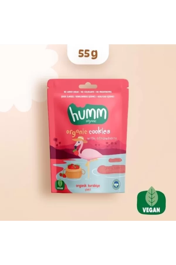 Nessiworld  Humm Organik Vegan Çilekli Kurabiye 55 Gr